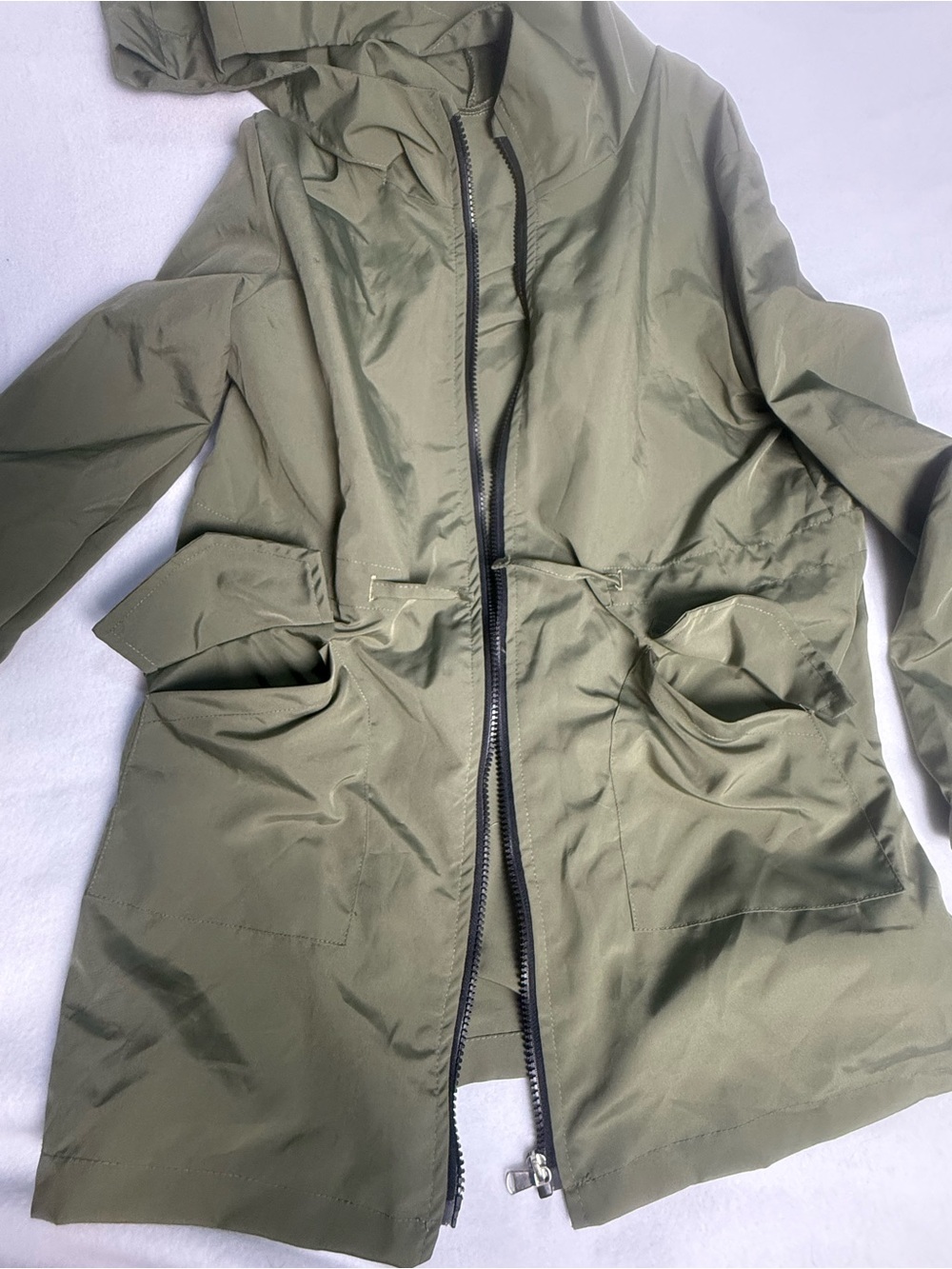 SHEIN Teen Girls Olive Green Hooded Utility Jacket